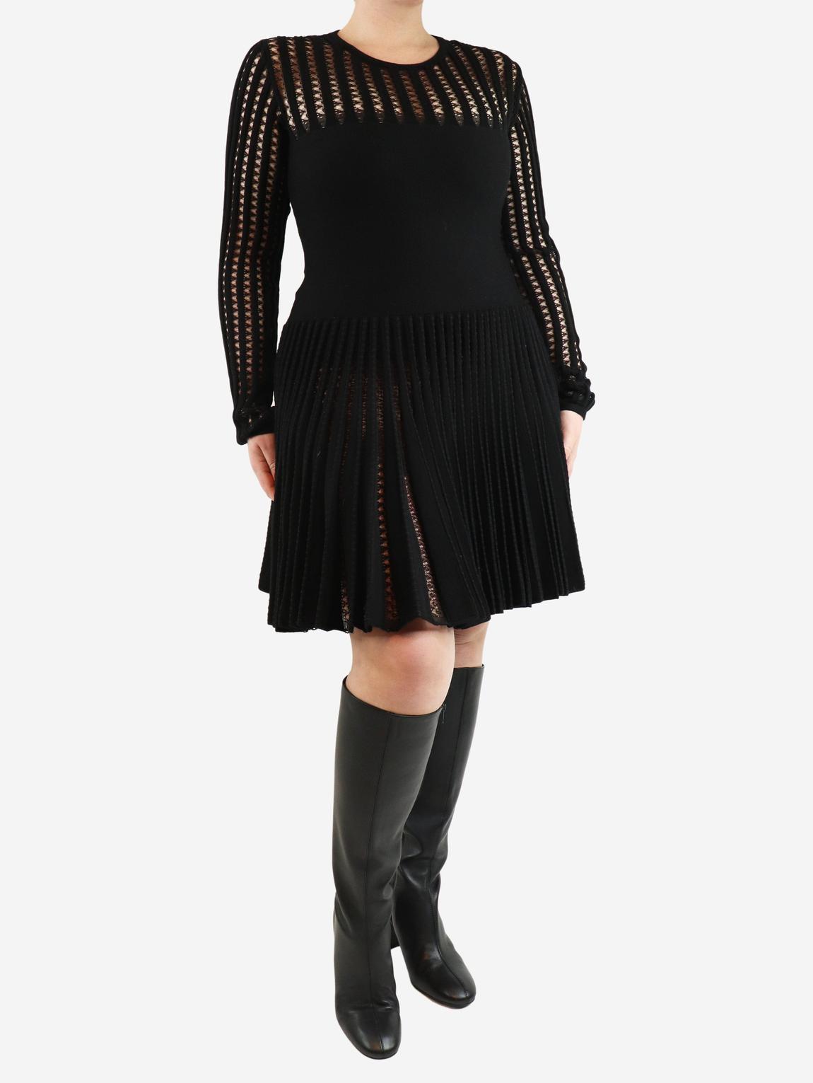 Black stretch-woven mini dress main product photo