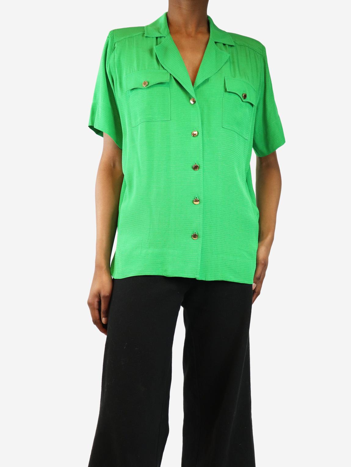Green short-sleeved ripstop pocket shirt main product photo