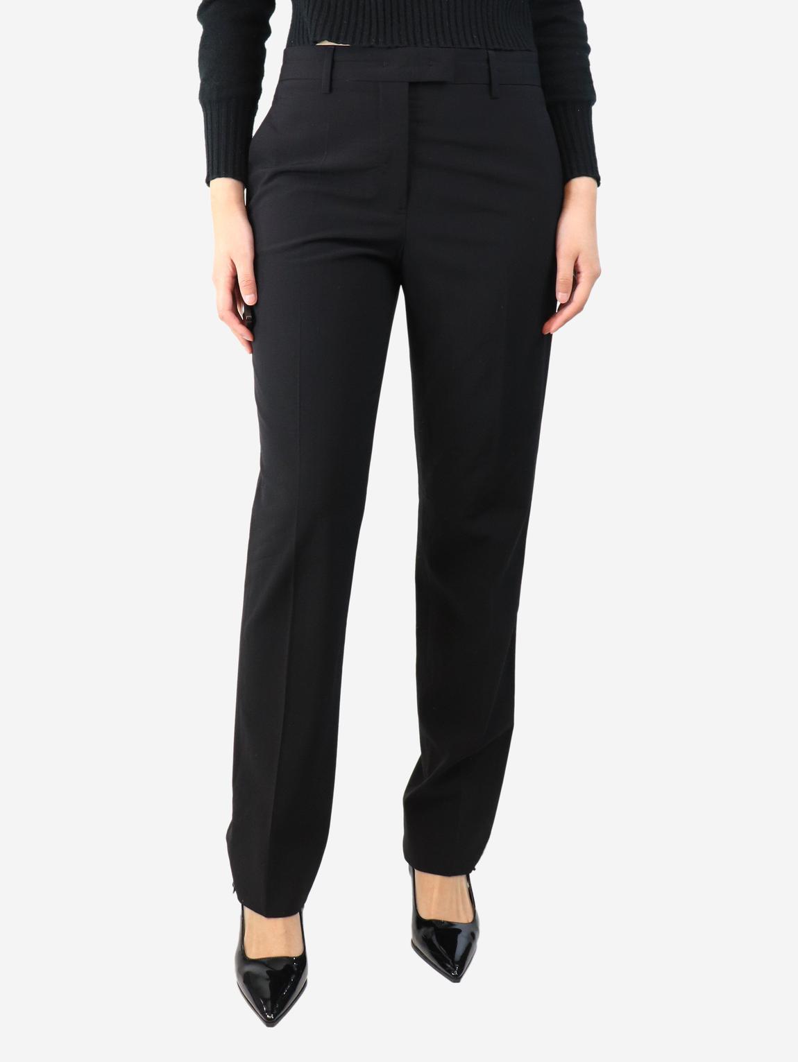 Black wool straight-leg tailored trousers main product photo