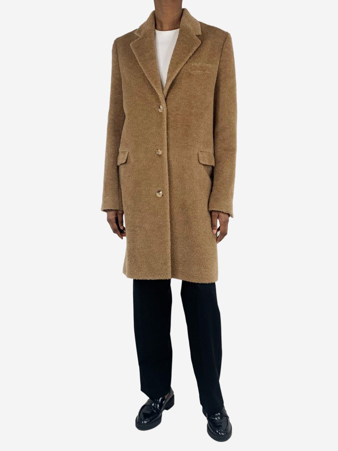 Brown tailored wool teddy coat main product photo