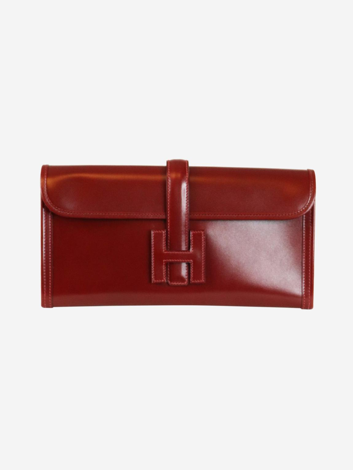 Hermes burgundy Jige clutch main product photo