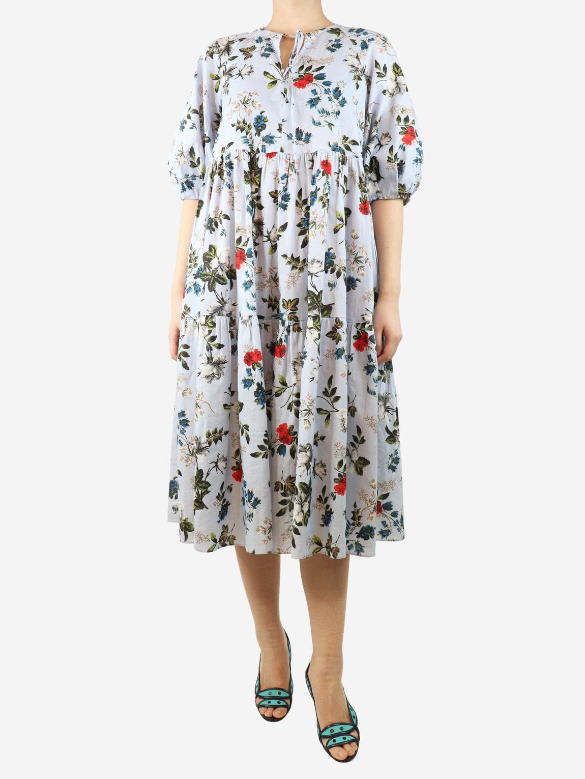 Light blue floral printed midi dress main product photo