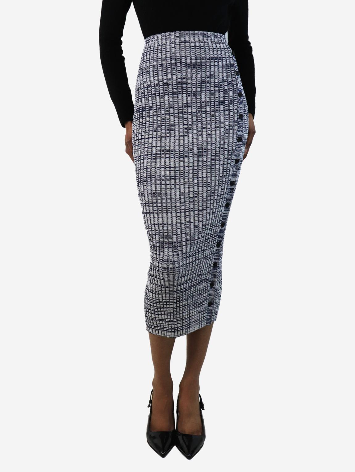 self-portrait Blue and white ribbed skirt main product photo