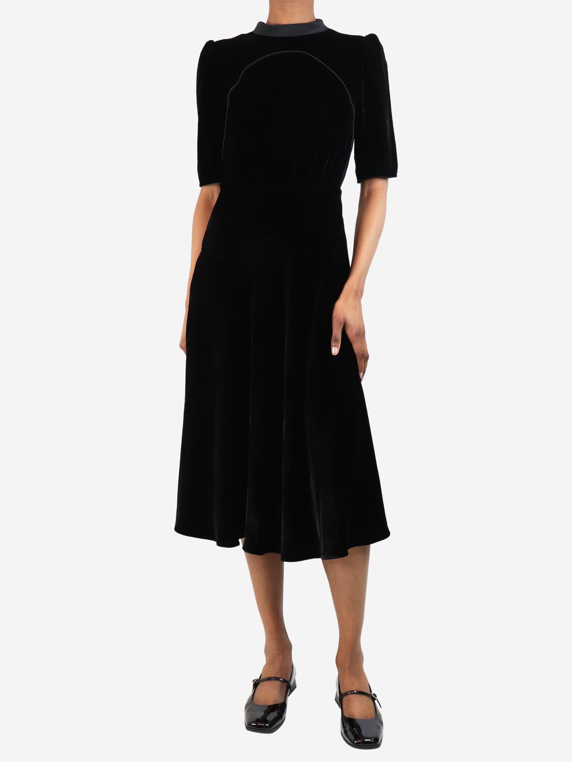Black velvet midi dress main product photo
