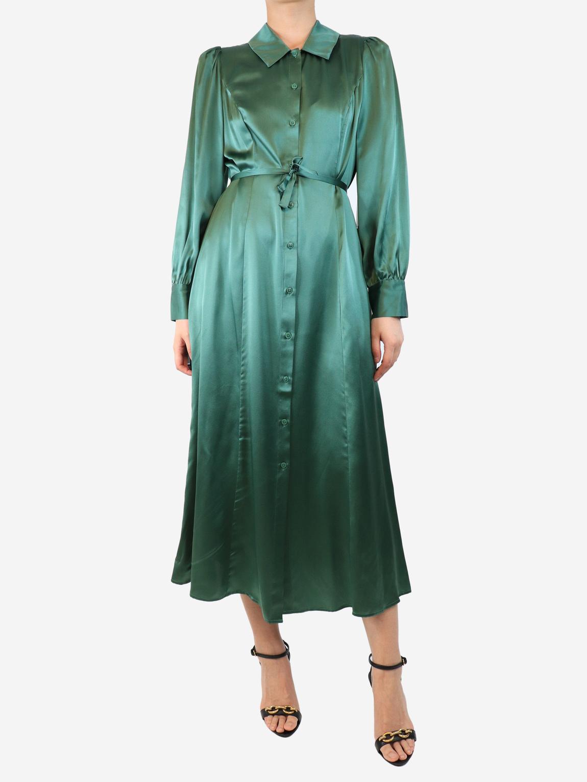 Pre-Loved Reformation Green satin shirt dress - BrandAlley
