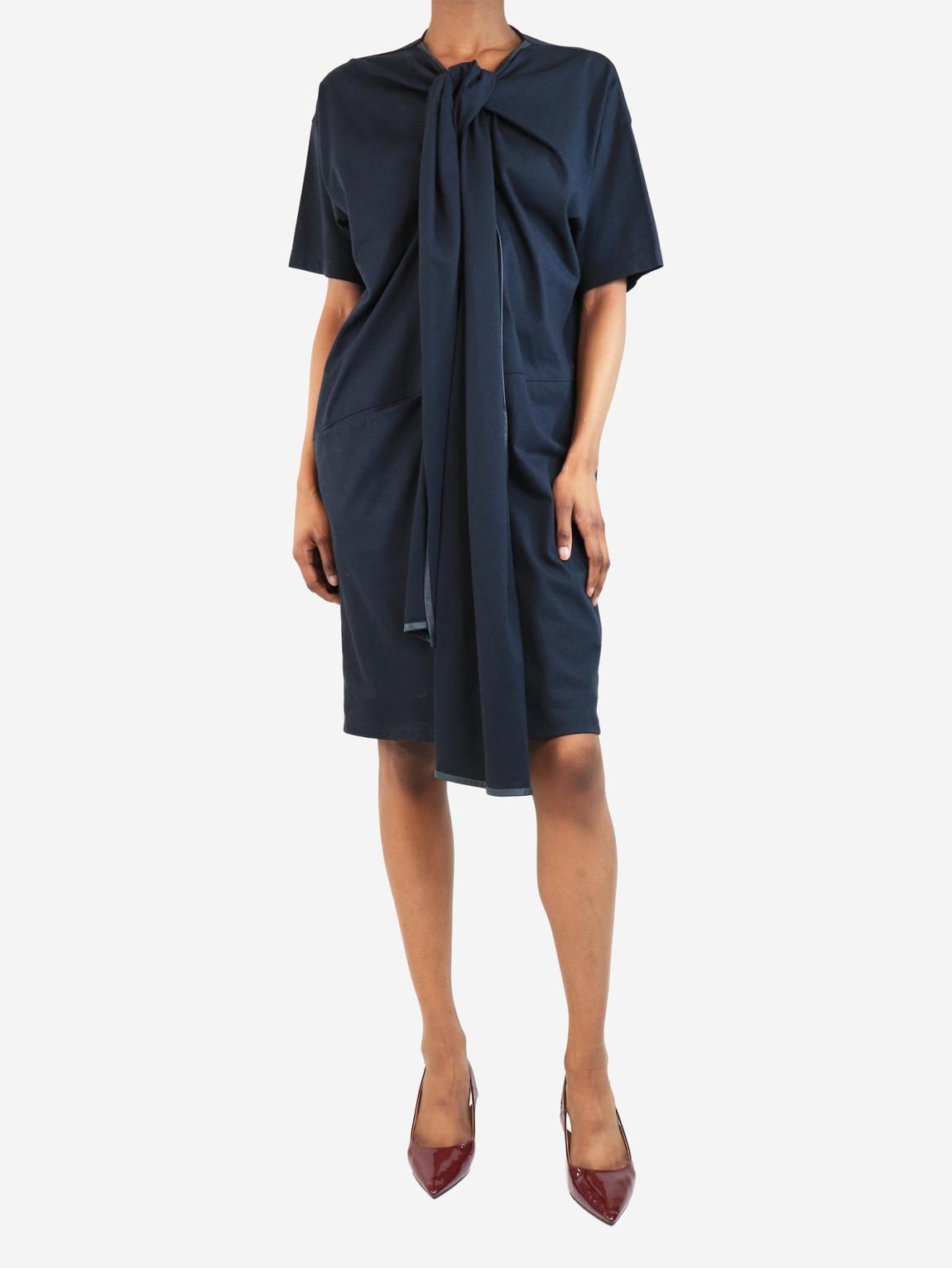 Navy blue jersey midi dress main product photo