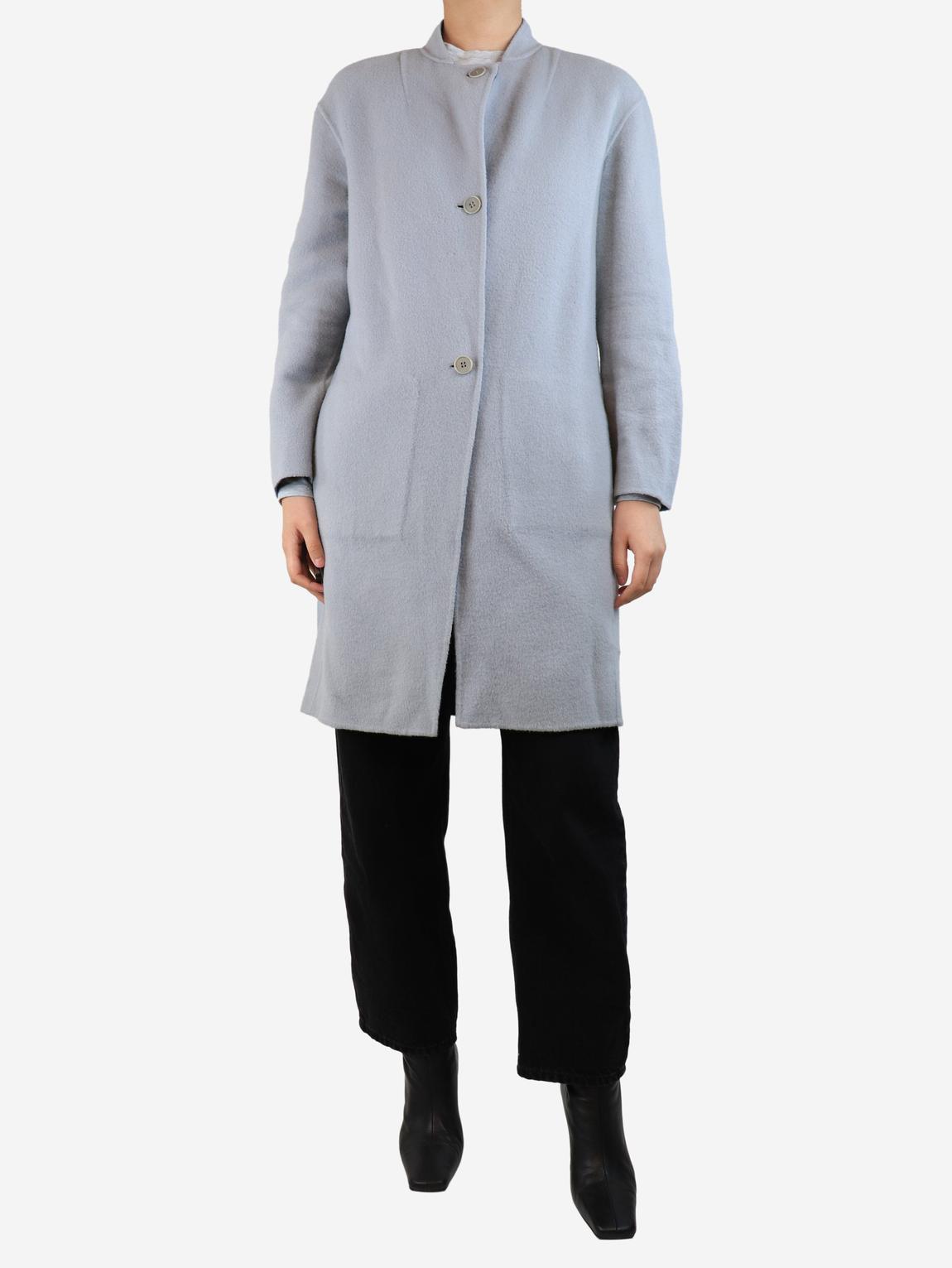 Blue reversible wool coat main product photo