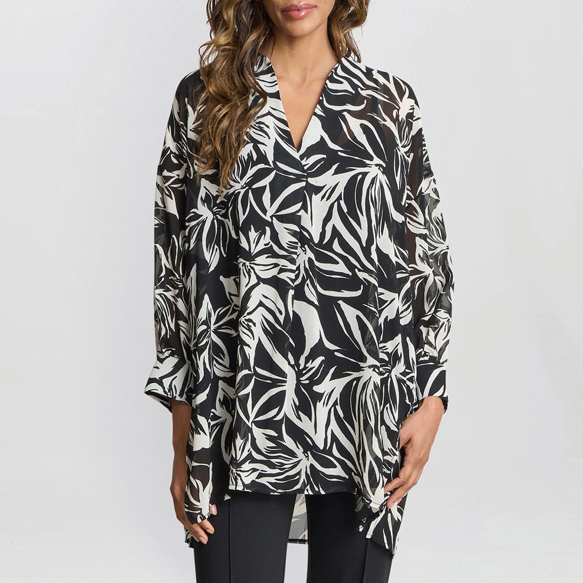 Black/White Print Dido Collarless Shirt main product photo