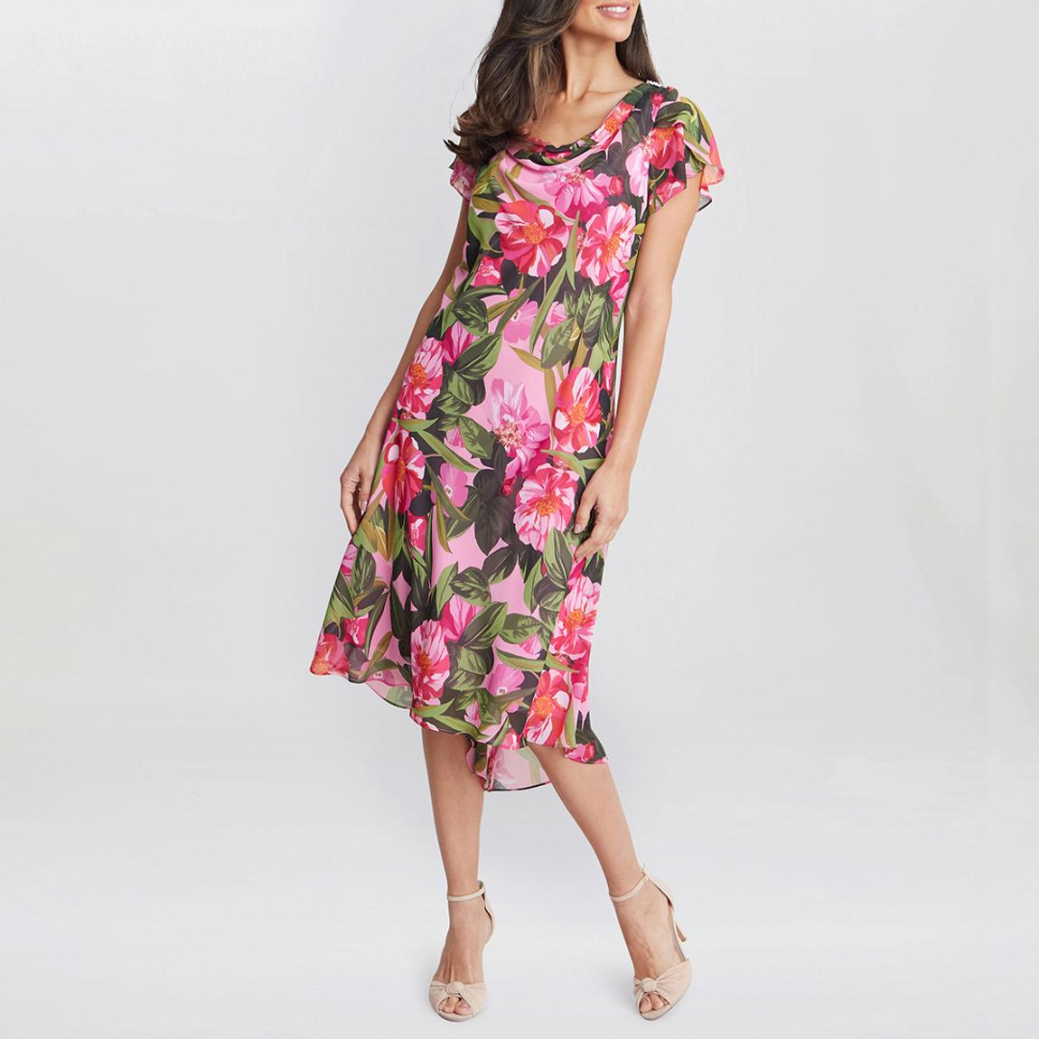 Multi Ophelia Printed Cowl Neck Midi Dress main product photo