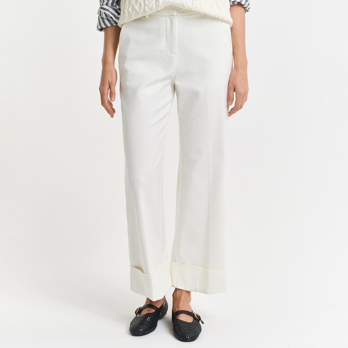 White Turn-Up Crease Cotton Trousers main product photo