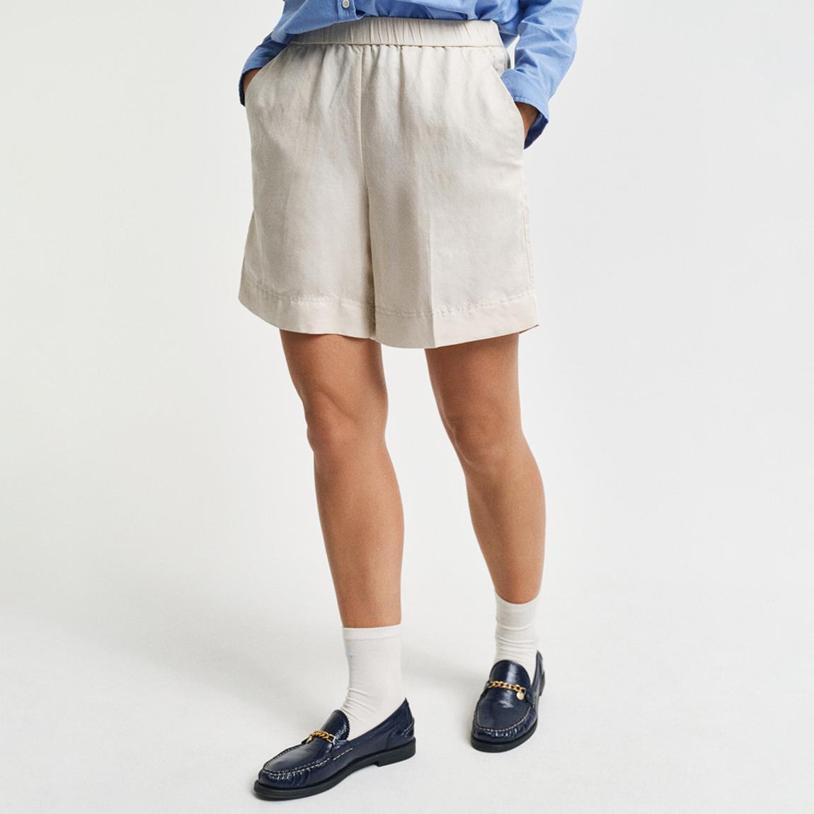 Beige Linen Blend Pull On Shorts main product photo
