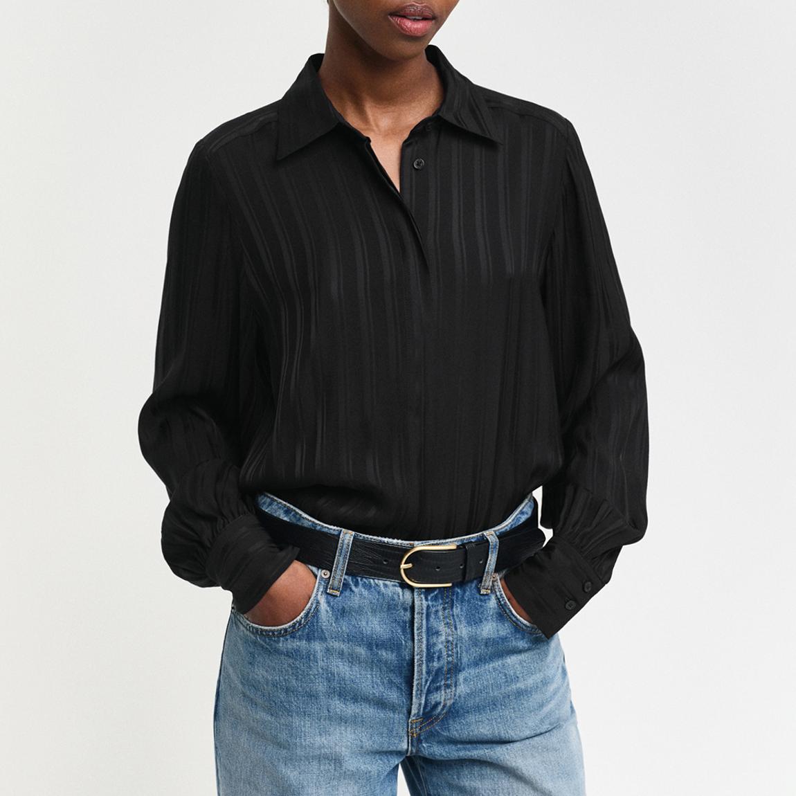 Black Satin Striped Shirt main product photo