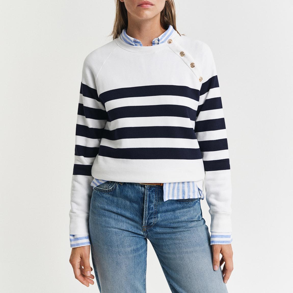 Striped Gold Button C-Neck Jumper main product photo