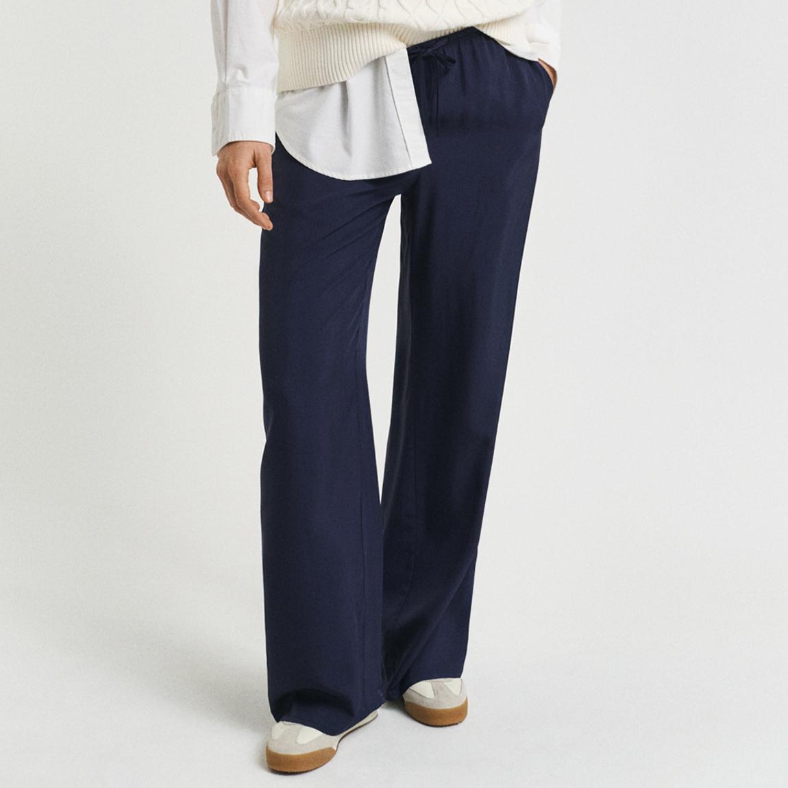 Navy Fluid Drawstring Trousers main product photo