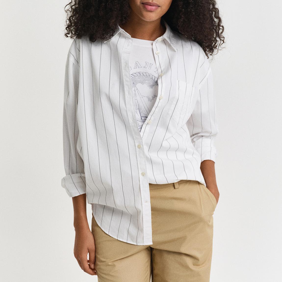 Off White Striped Contrast Cotton Shirt main product photo