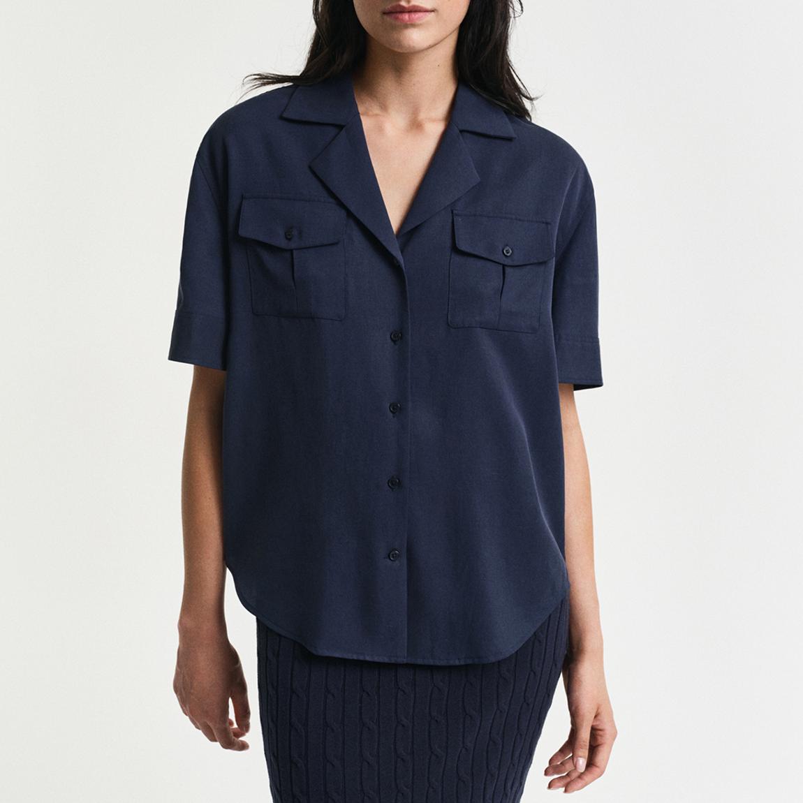 Navy Relaxed Pocket Short Sleeve Shirt main product photo
