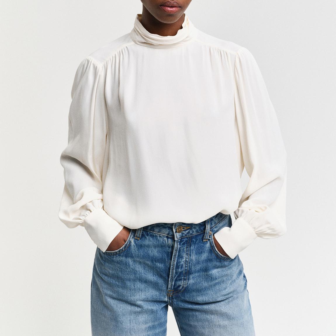 Cream Mock Neck Blouse main product photo