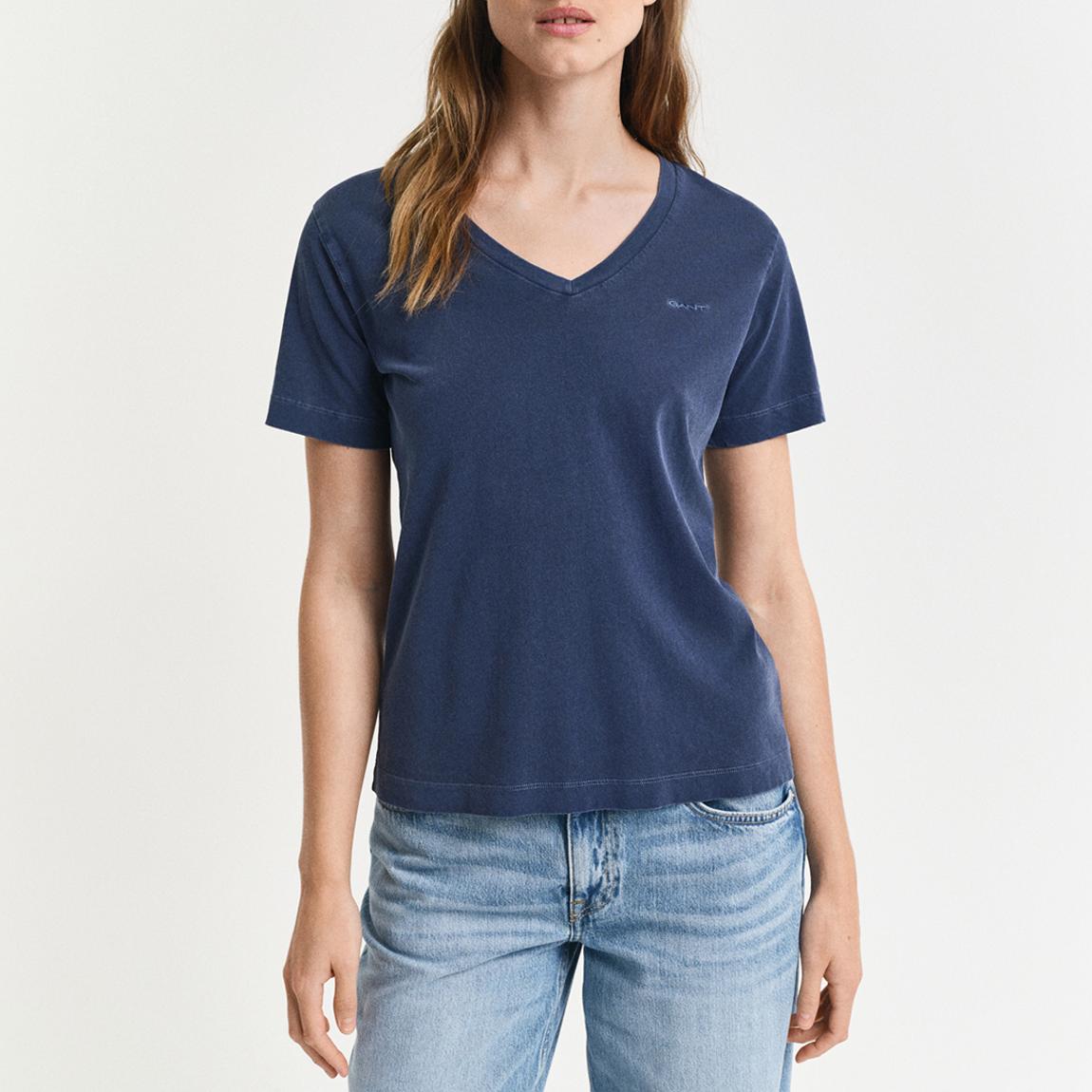 Blue Sunfaded V-Neck T-Shirt main product photo