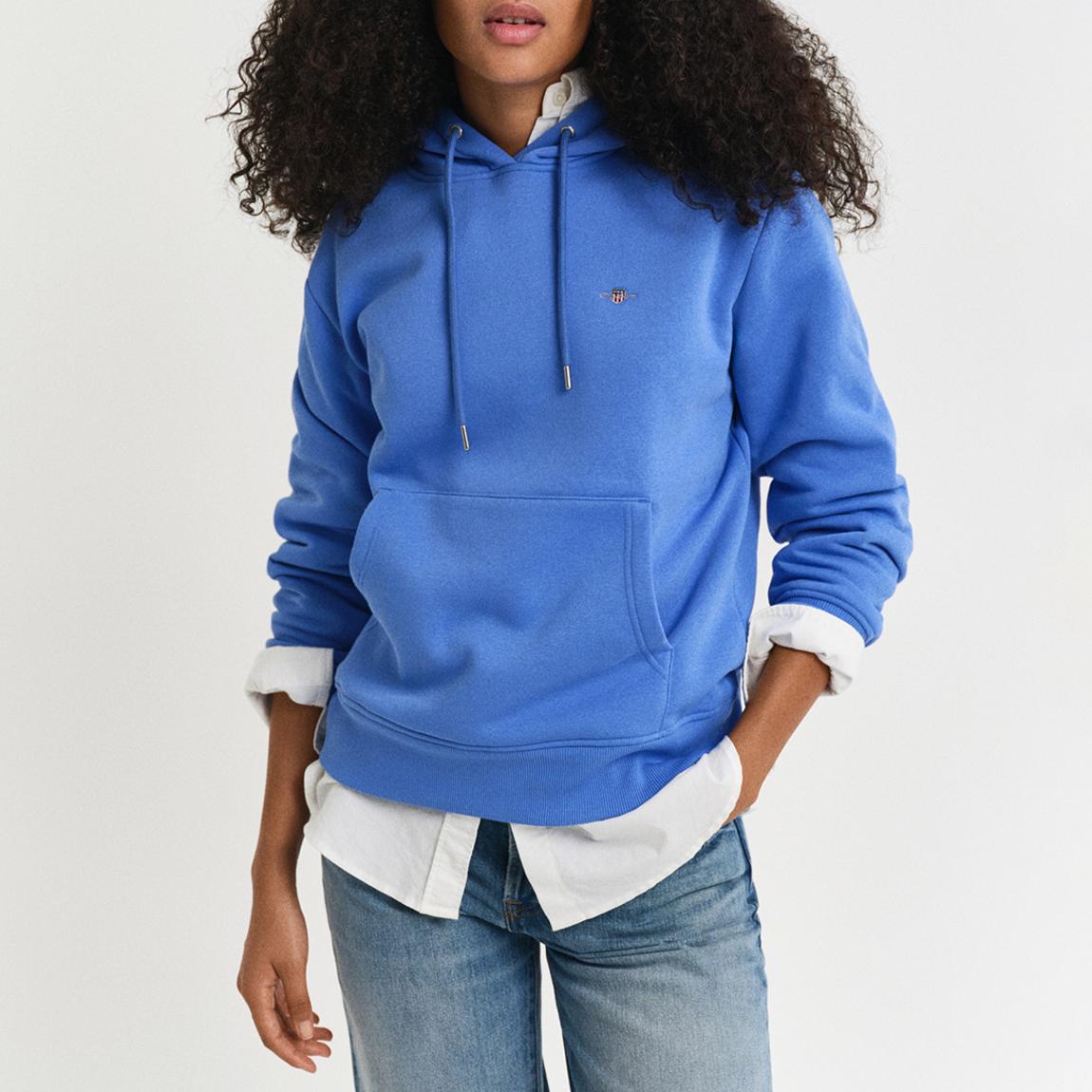 Blue Cotton Blend Shield Hoodie main product photo