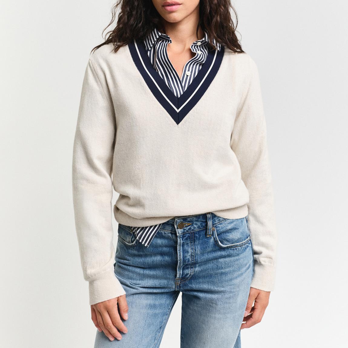 Cream Contrast Cashmere Blend Jumper main product photo