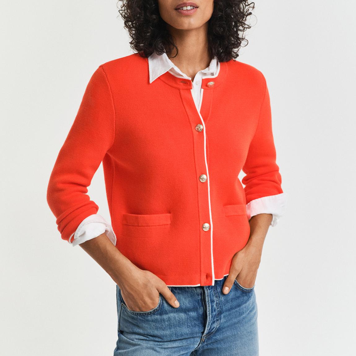 Red Contrast Knit Cotton Jacket main product photo