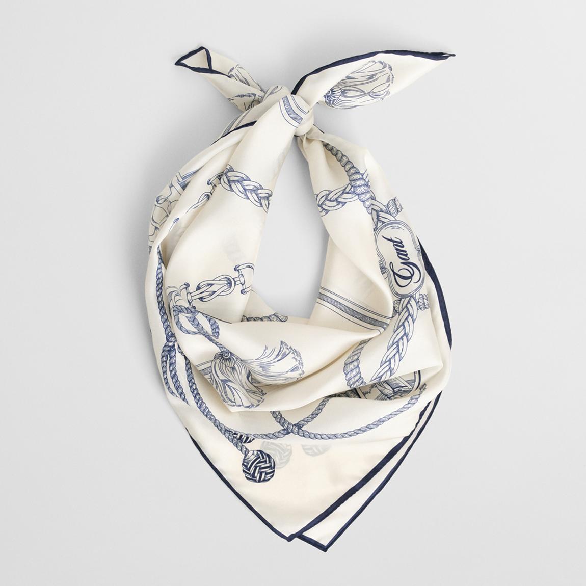 Cream Sailing Print Silk Scarf main product photo