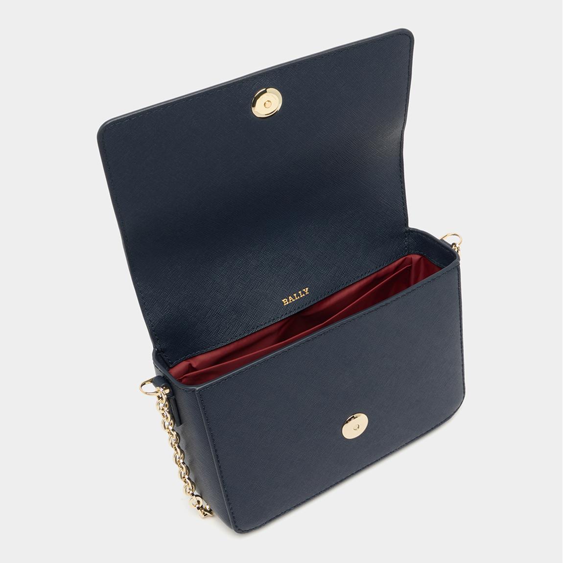 BALLY Navy Blue Embossed Leather Seliah Mini Bag - BrandAlley