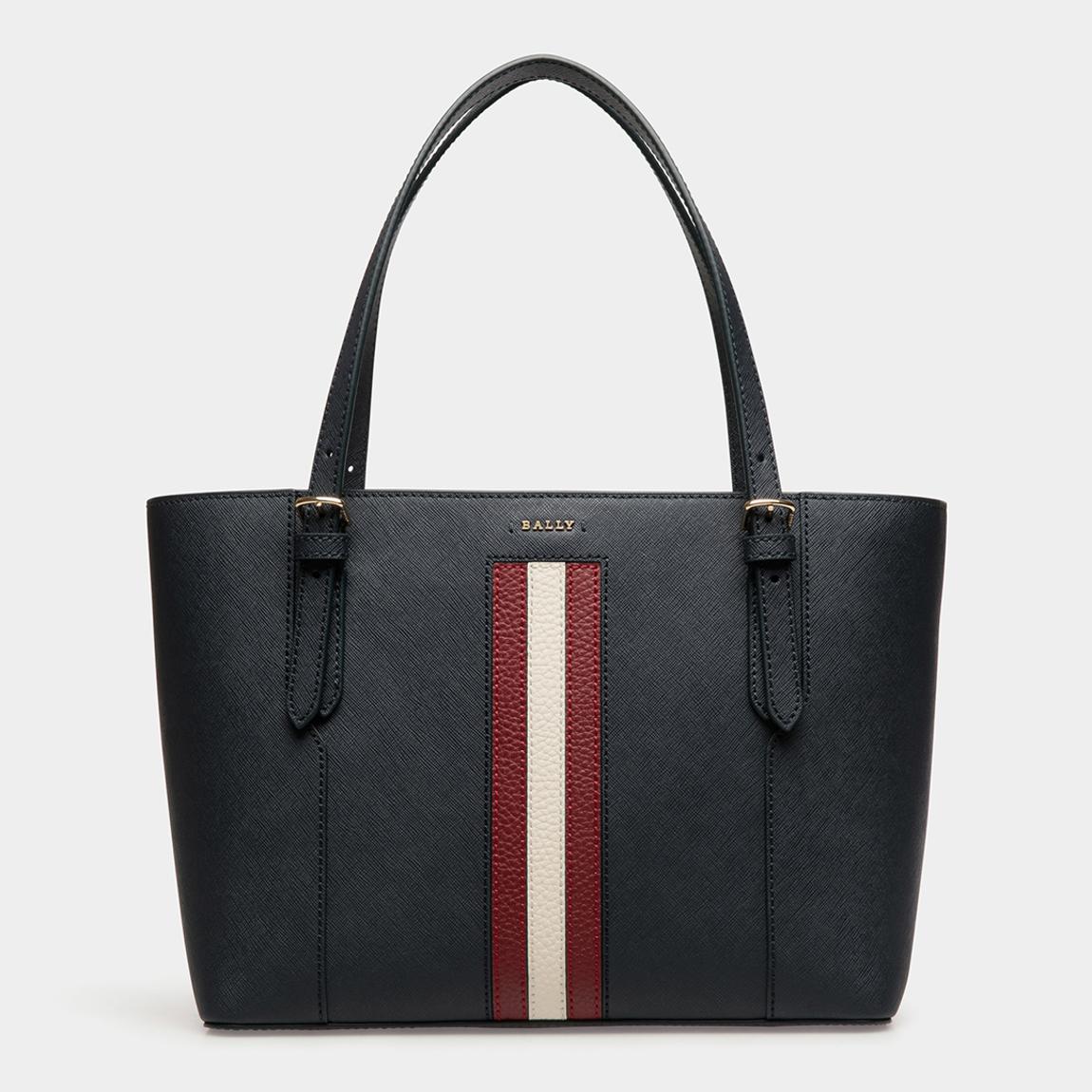 BALLY Navy Blue Supra Embossed Leather Tote Bag - BrandAlley