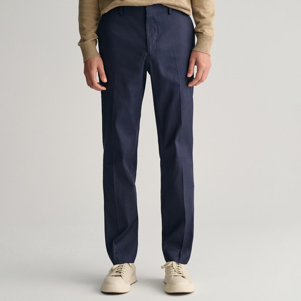 Navy Slim Linen Blend Trouser main product photo