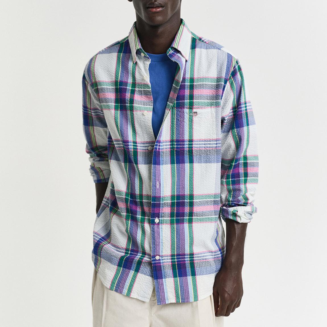 Blue Check Seersucker Cotton Shirt main product photo