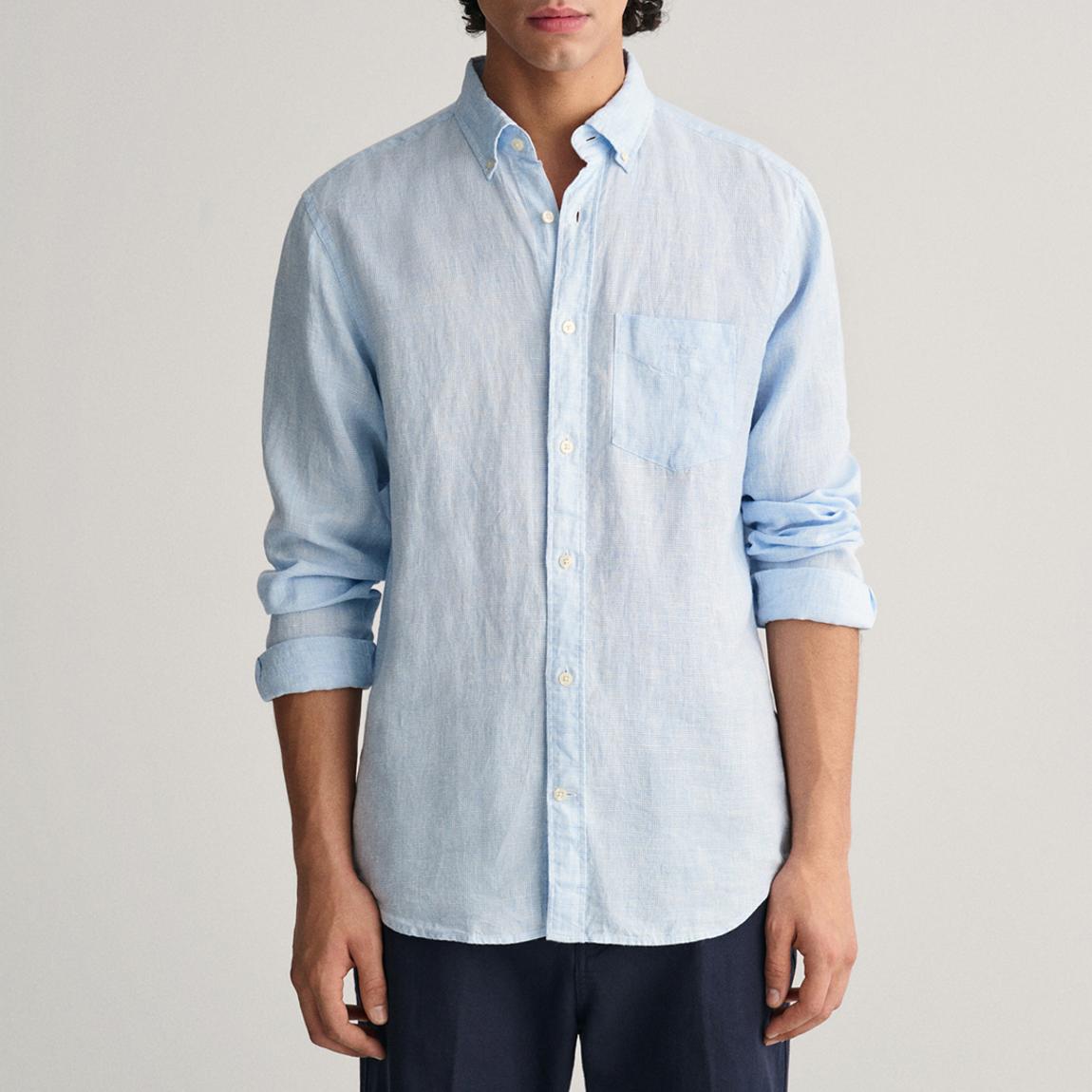Light Blue Houndstooth Linen Shirt main product photo
