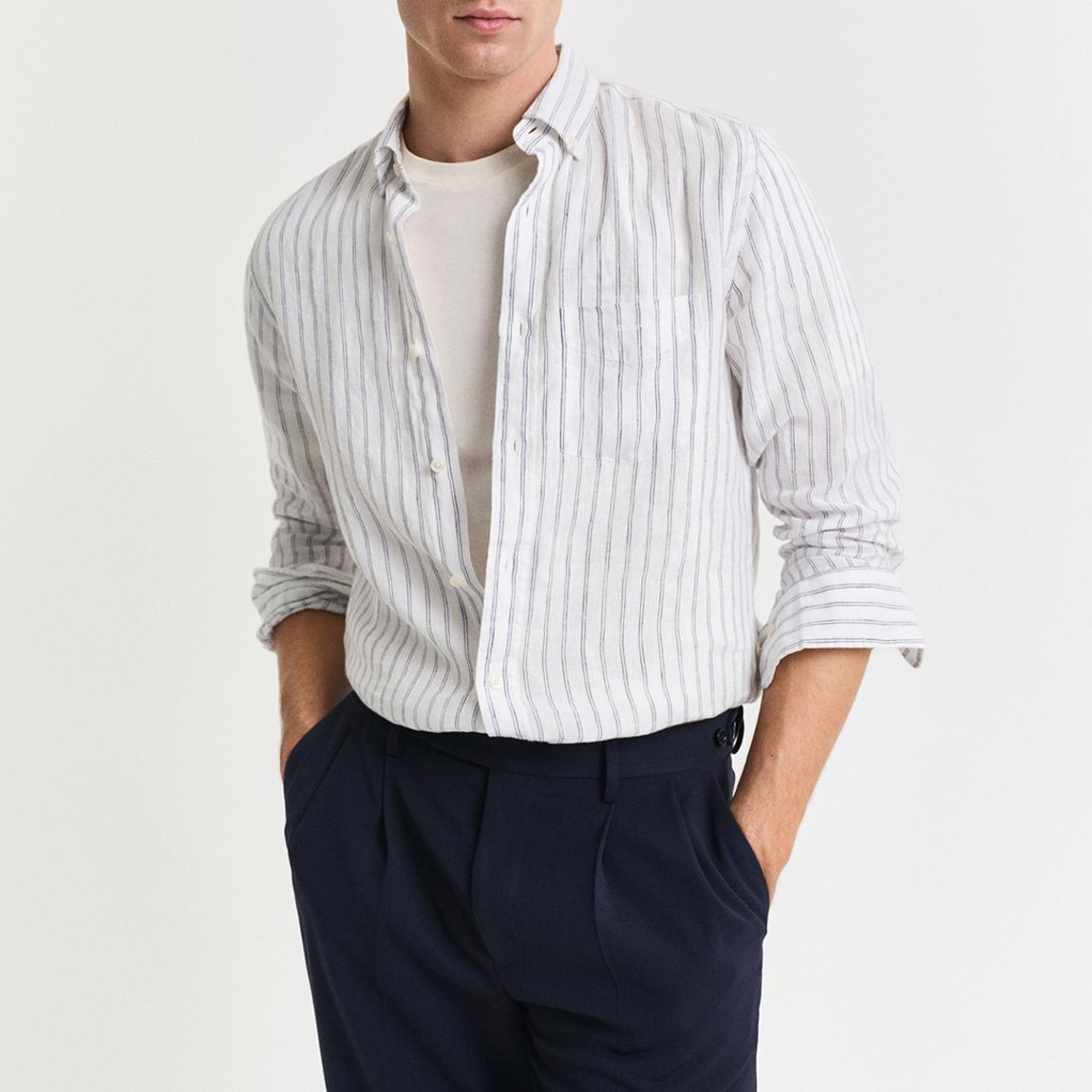 White Linen Stripe Shirt main product photo