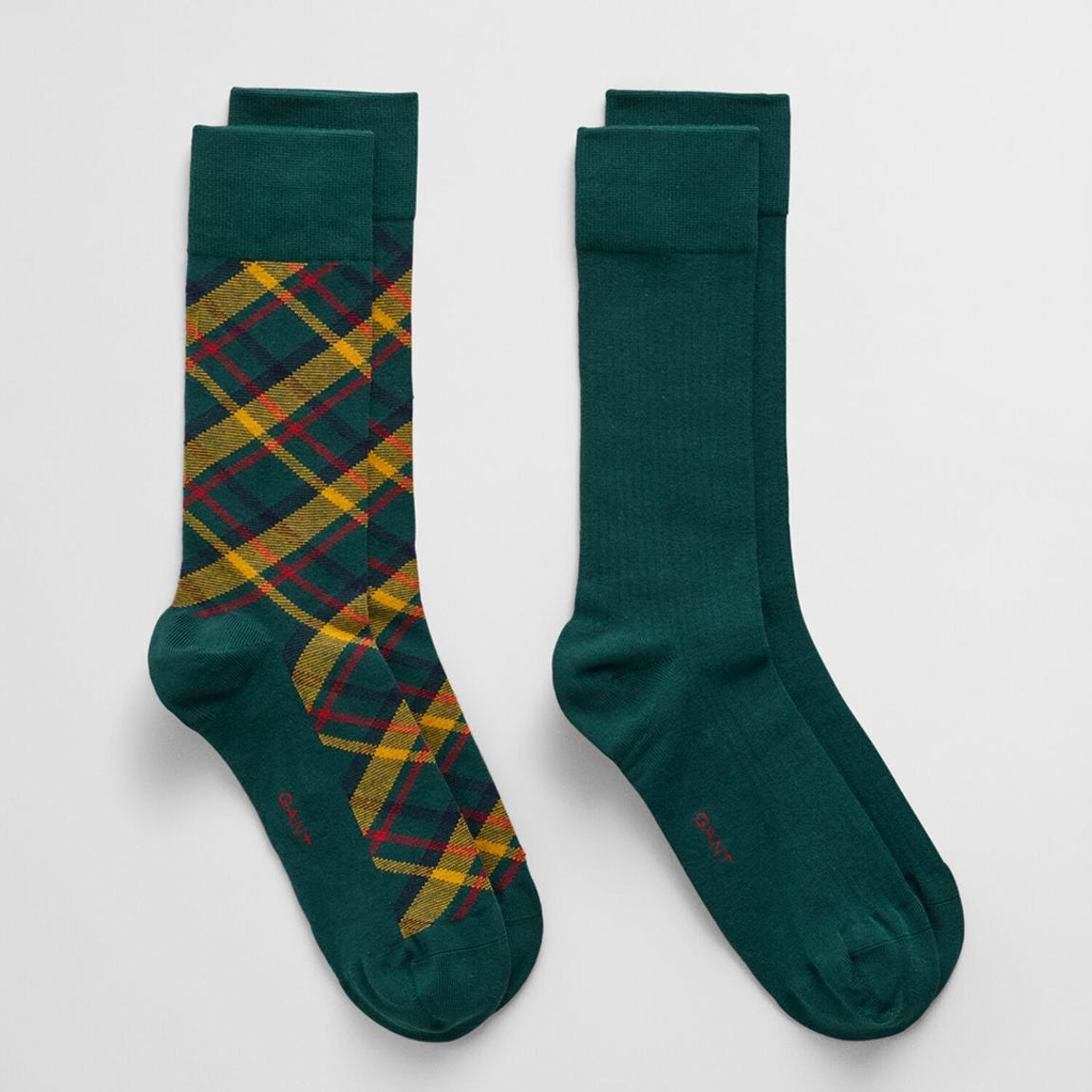Green Check And Rib Socks 2-Pack main product photo