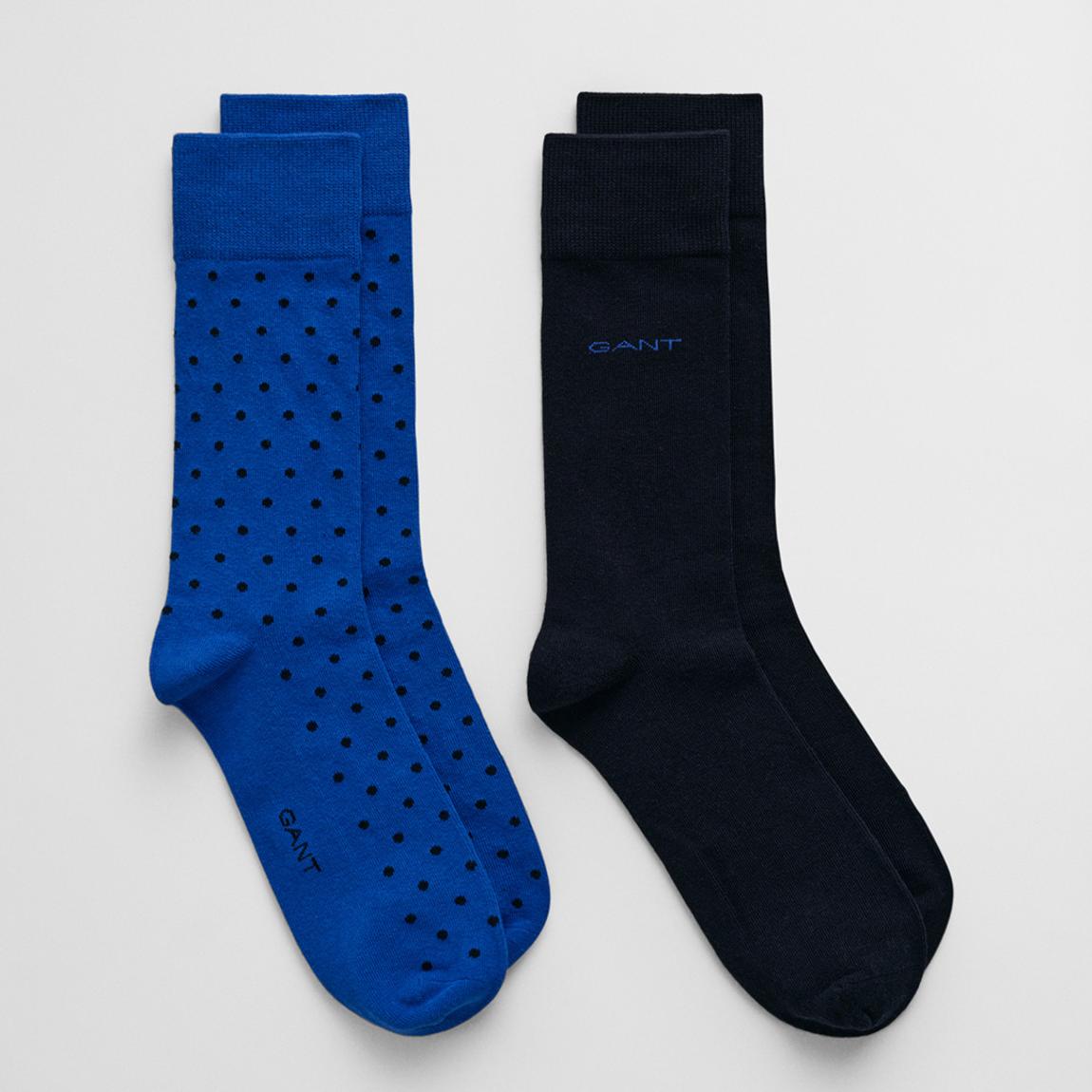 Black/Blue Dot And Solid Socks 2-Pack main product photo