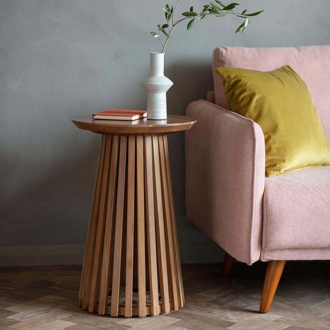 Dalton Slatted Side Table 400x400x600mm main product photo