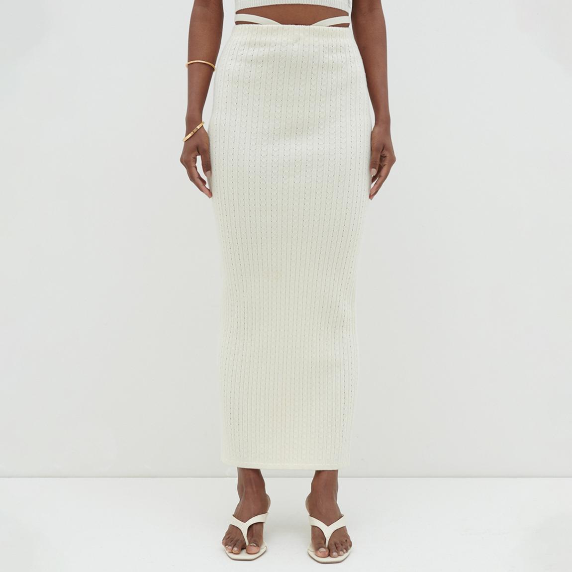 Ivory Poppy Tie Detail Knit Skirt main product photo