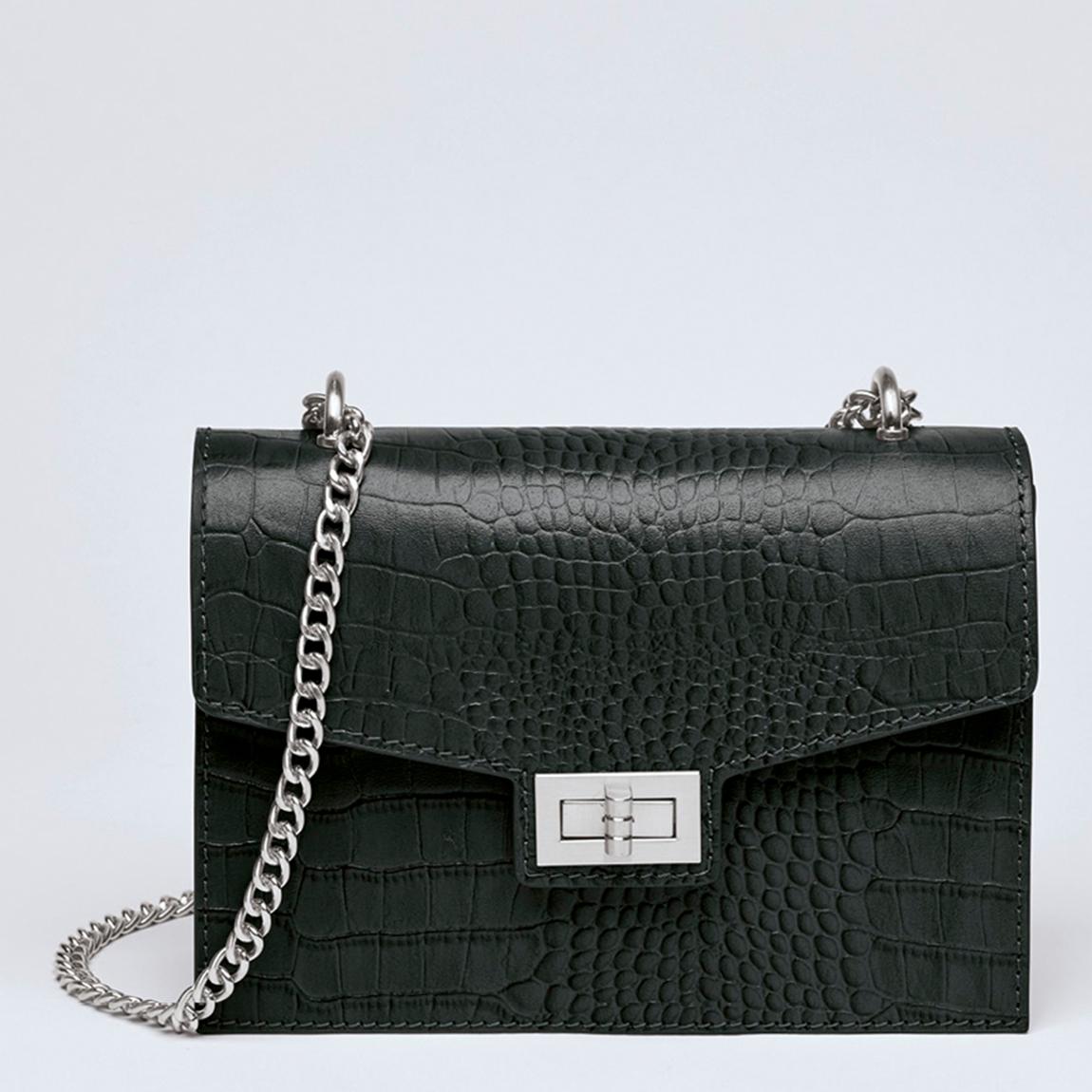 Black Croco Leather Crossbody Bag Peuplier main product photo