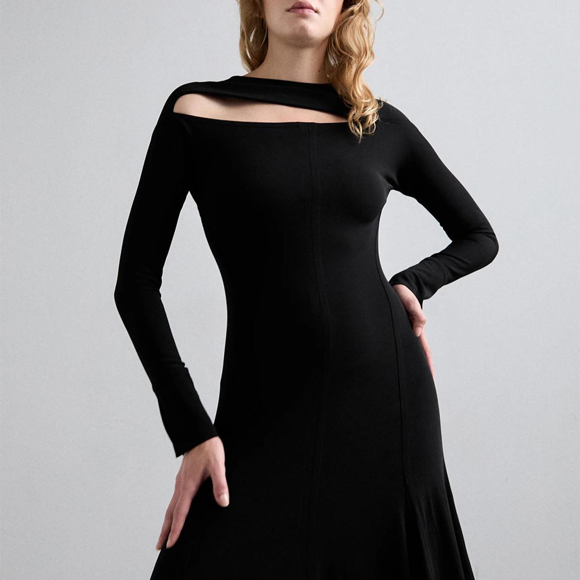 Victoria Beckham Black Cut-Out Maxi Dress - BrandAlley