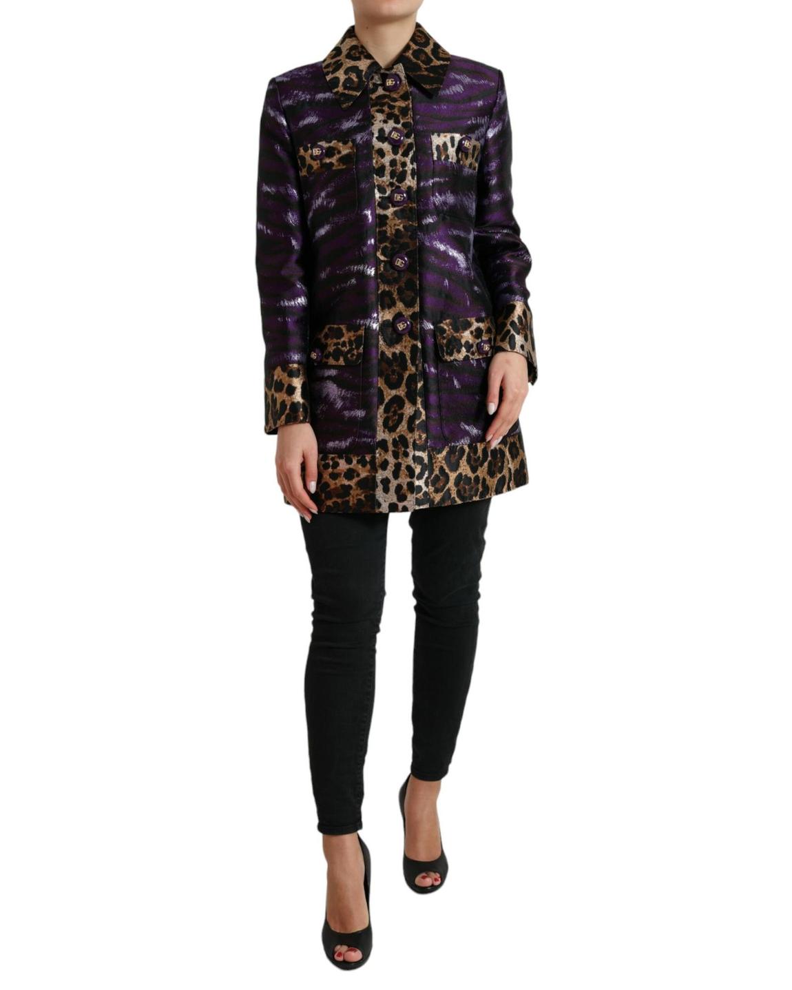 Purple/Beige Animal Print Coat main product photo
