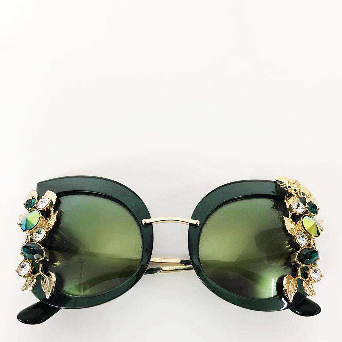 Green Embellished Oversize Sunglasses main product photo