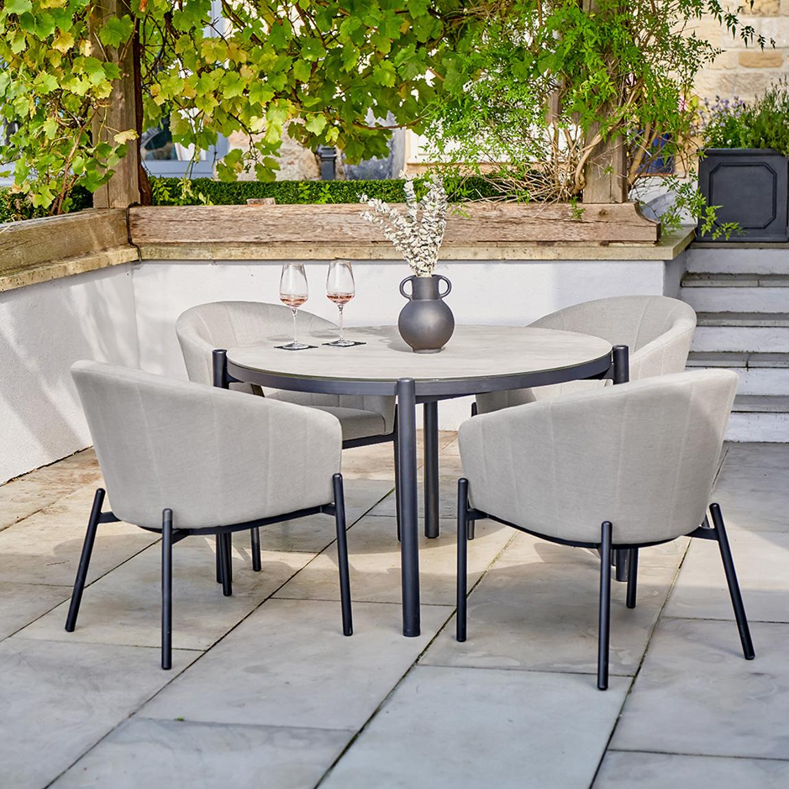 Nevada Putty Outdoor 4 Seater Round Dining Set main product photo