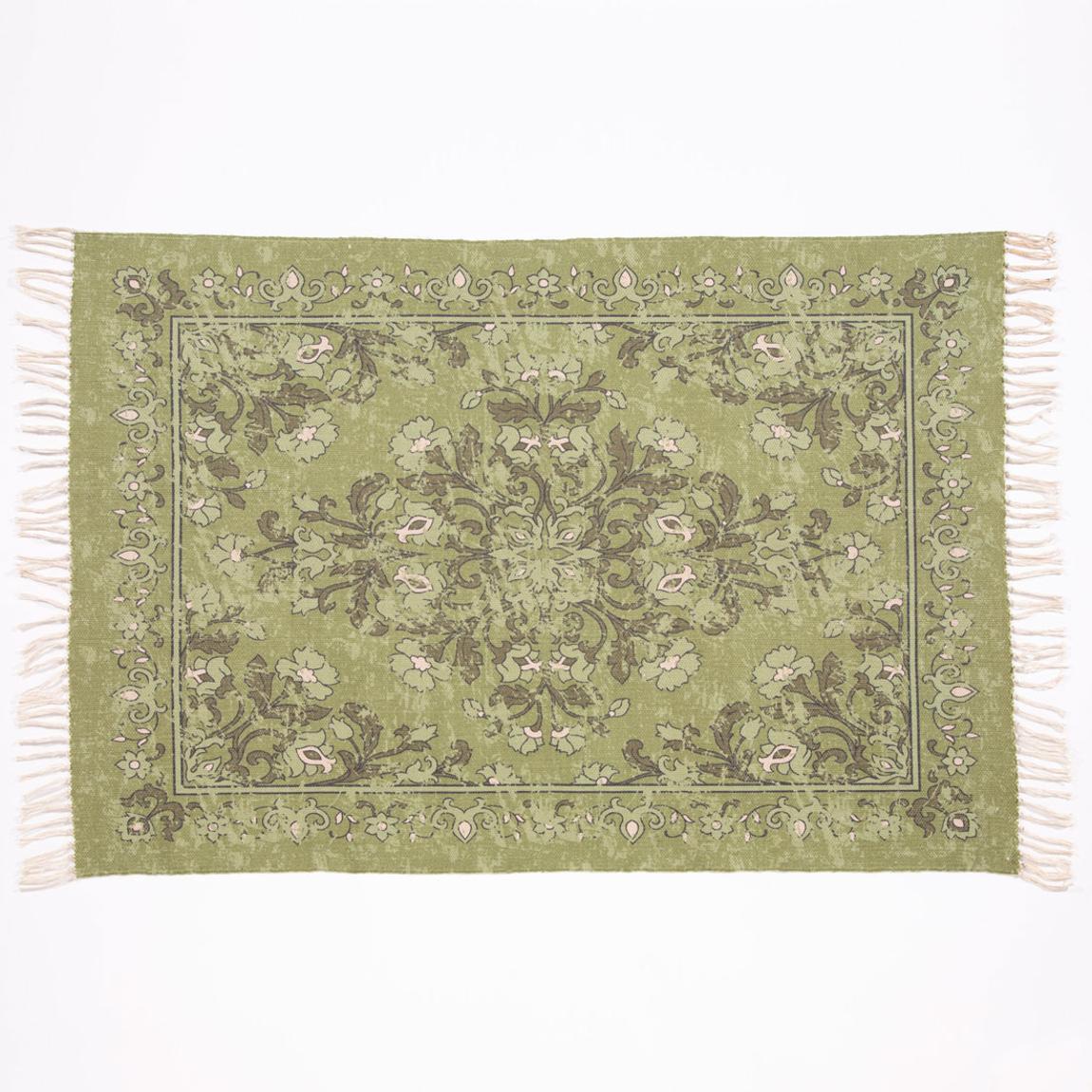 Kew 120x170cm Olive Antique Printed Rug with Tassel main product photo