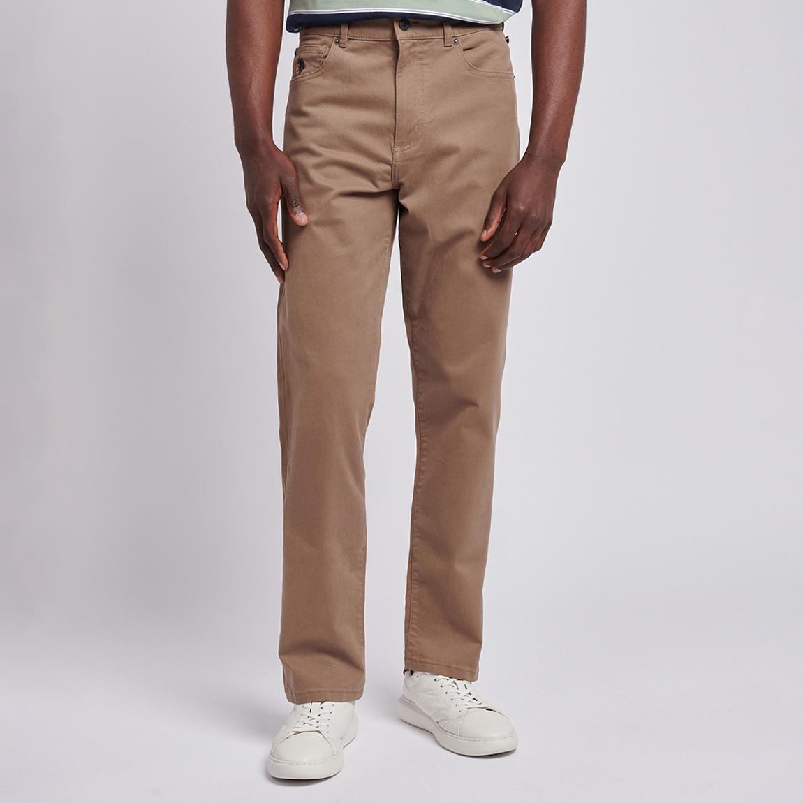 Beige 5 Pocket Cotton Blend Trousers main product photo