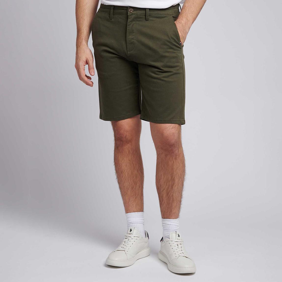 Khaki Green Classic Cotton Blend Chino Shorts main product photo