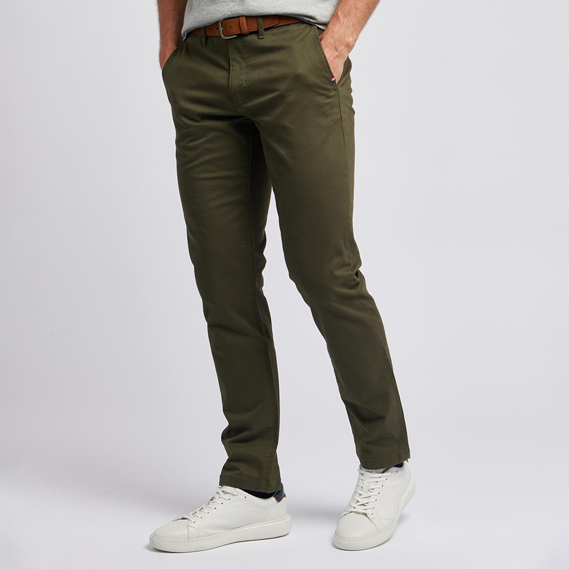 Khaki Green Classic Cotton Blend Chino Trousers main product photo