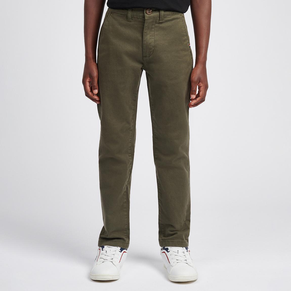 Boy's Khaki Green Strech Cotton Blend Chino Trousers main product photo