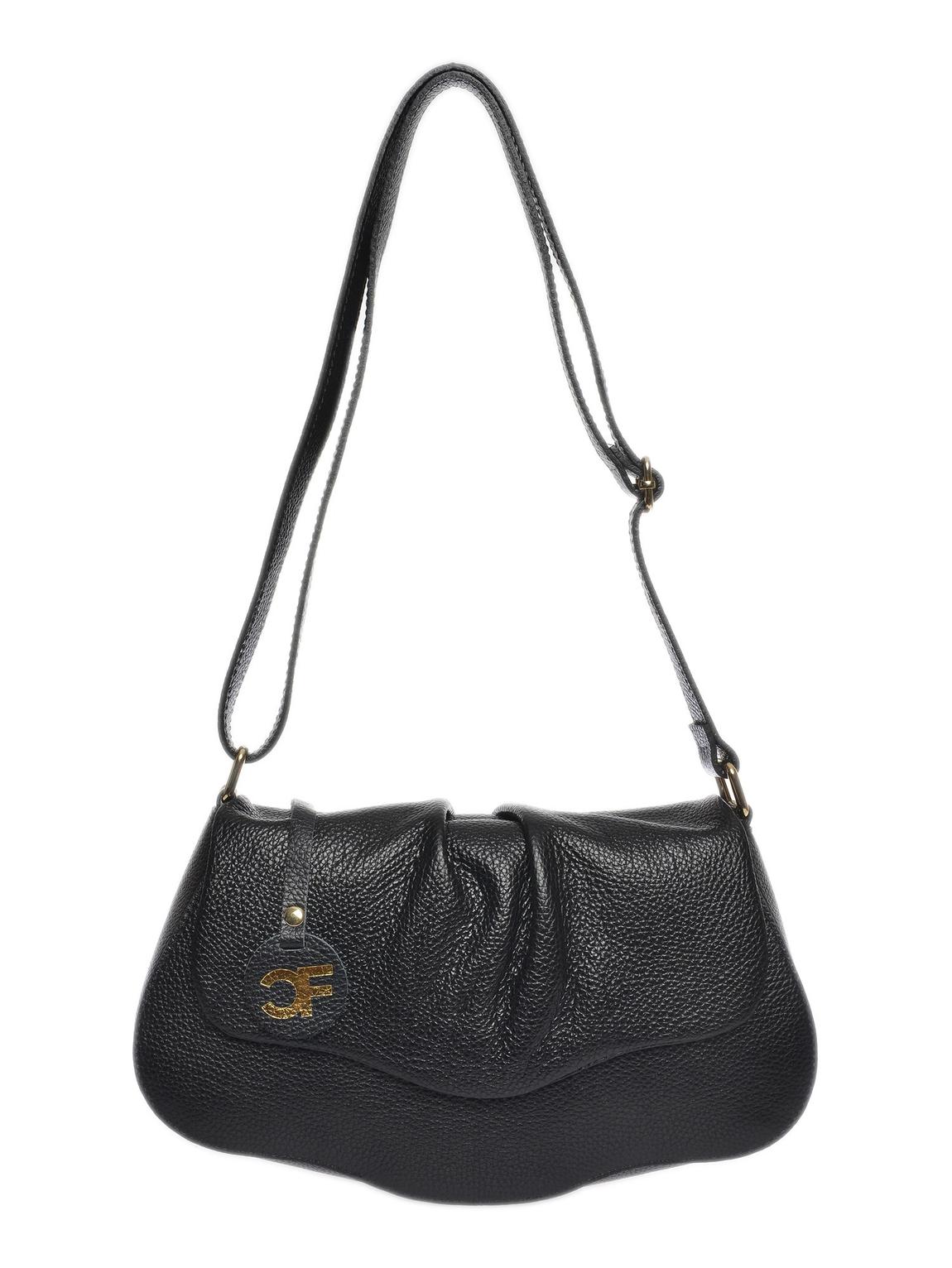 Black Italian Leather Crossbody Bag main product photo