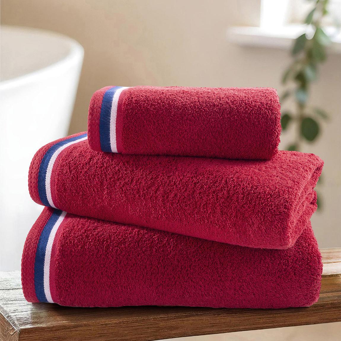 Pure Cotton Brand Stripe Bath Sheet, Haute Red main product photo
