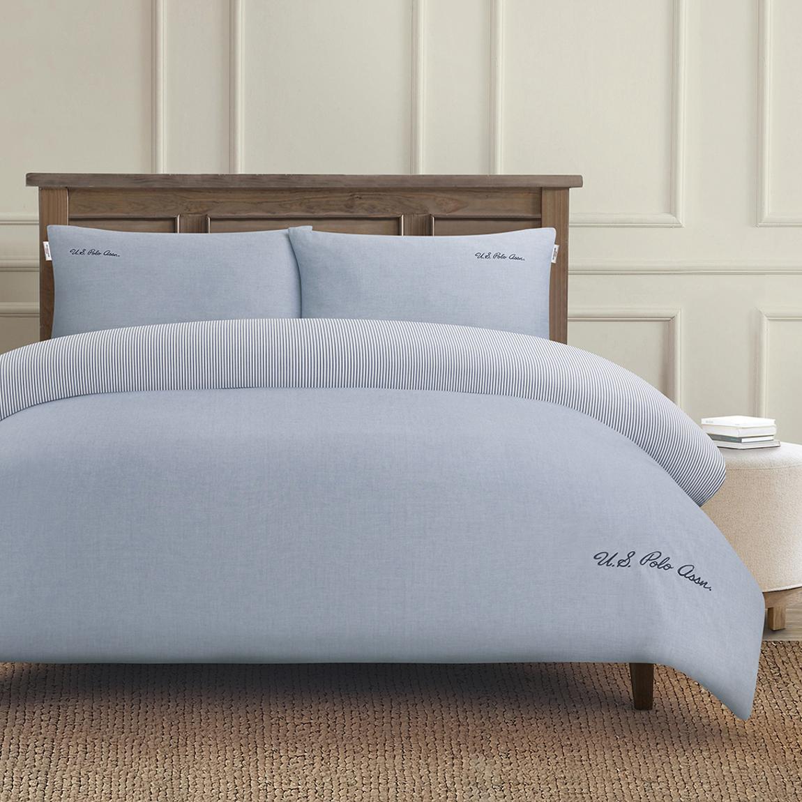 Pure Cotton Chambray Duvet Set Single, True Navy main product photo
