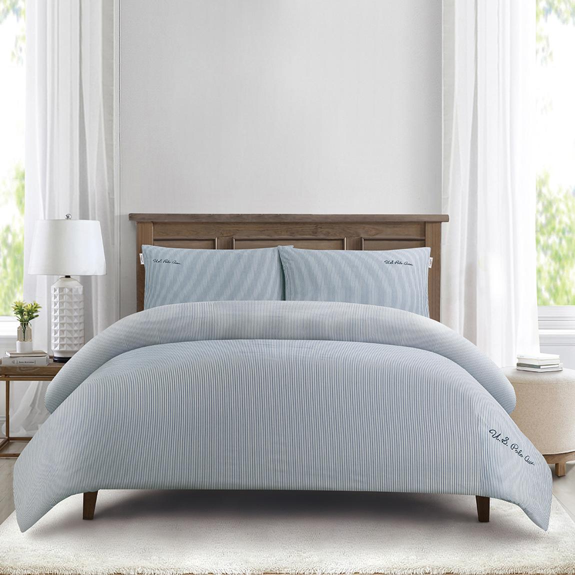Pure Cotton Stripe Duvet Set, King, True Navy main product photo